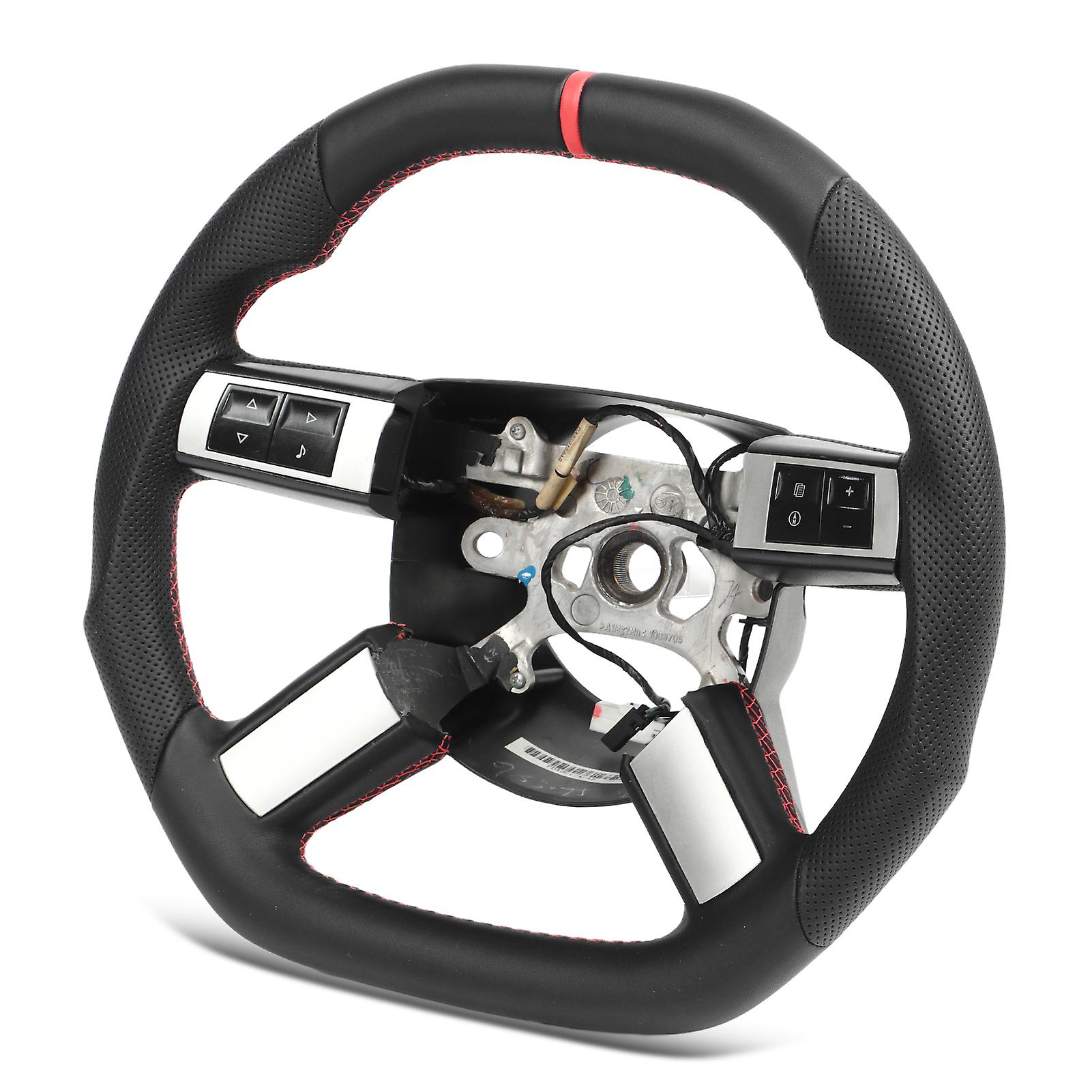Nappa Perforated Leather Steering Wheel Race Inspired Flat Bottom D Type with Finger Ridges Modification Steering Wheel