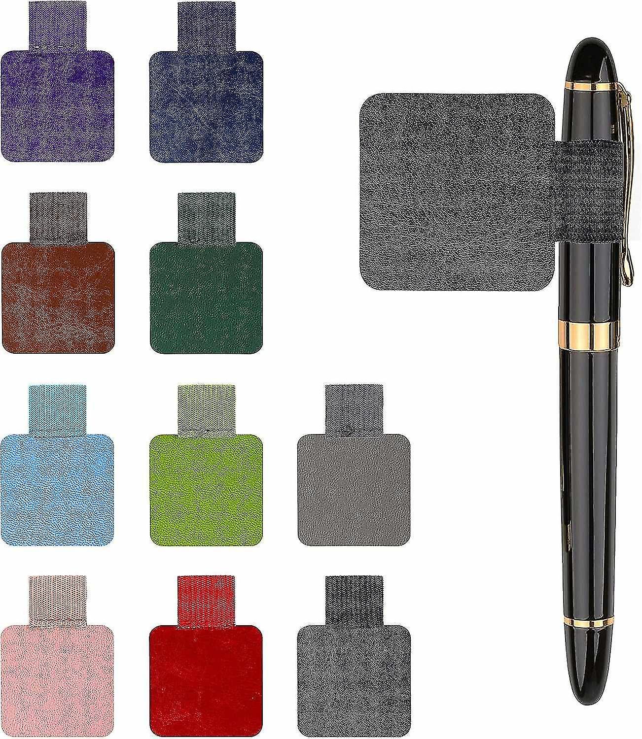 10 Pack Self-adhesive Pen Holders with Elastic Leather Band for Pen Notepad Notepad Pen Holder Multi