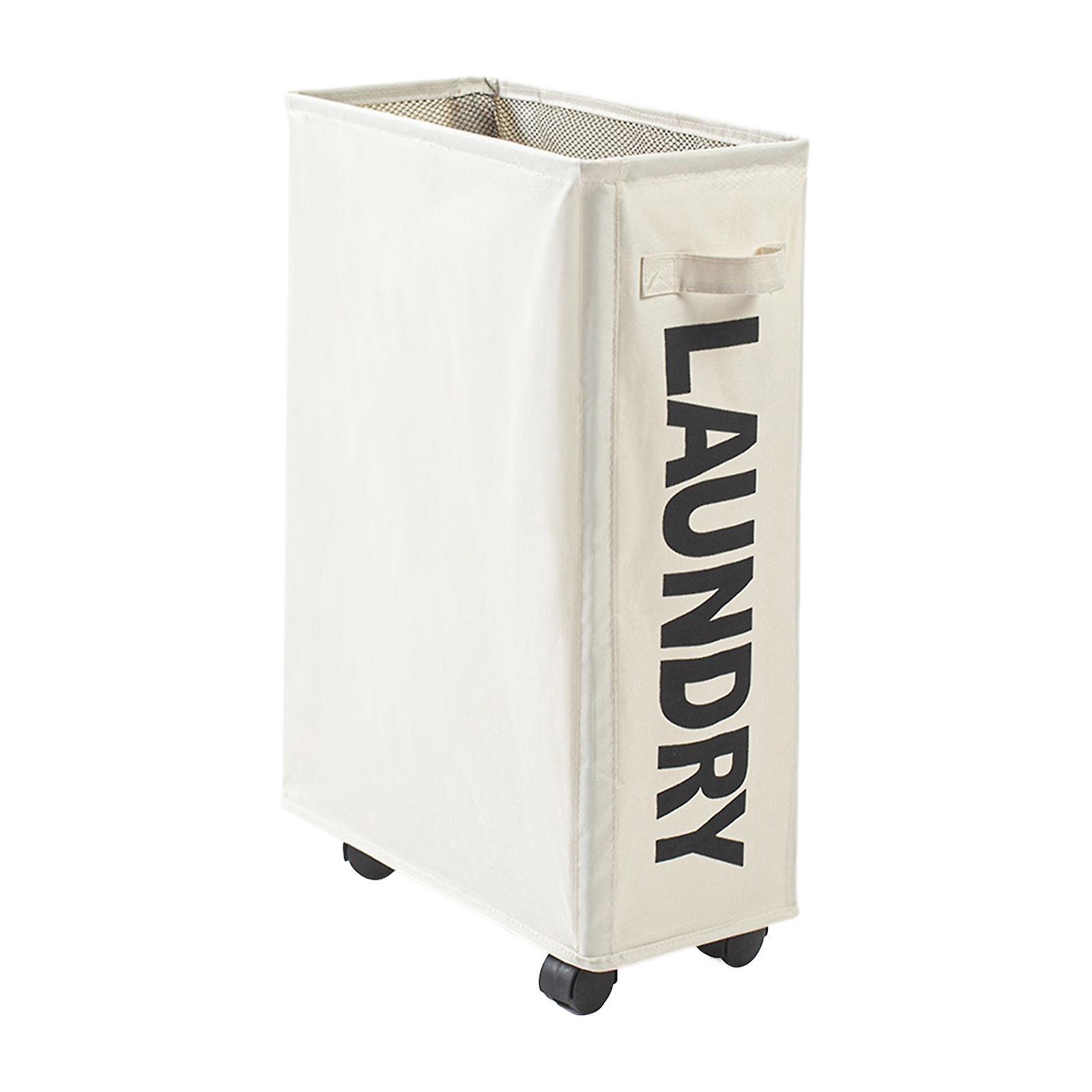 Laundry Basket with Wheel Multifunction Yoga Mat Storage Bin with Handle beige