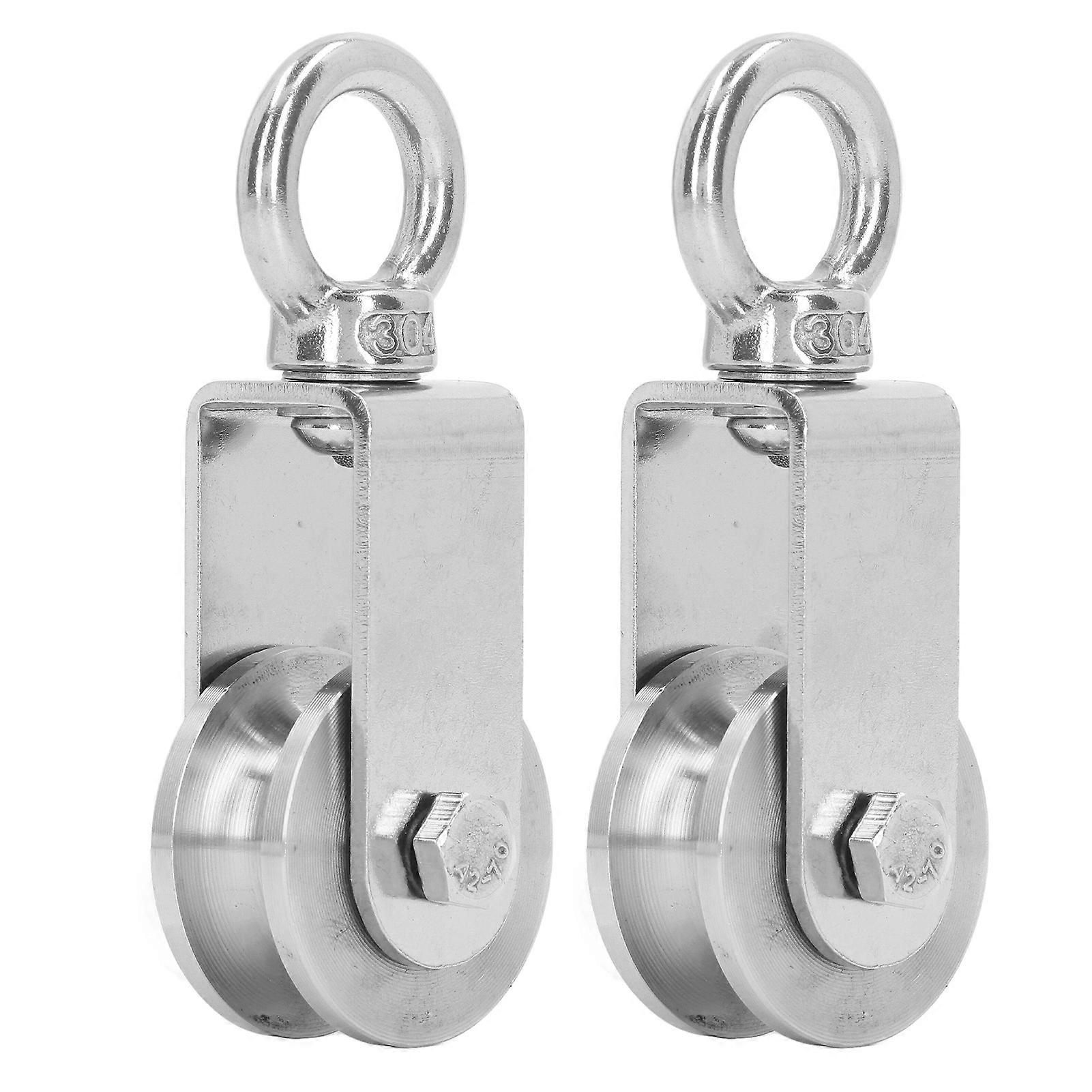 360-Degree Stainless Steel Cable Pulley Wheels, 2PCS, Dual Bearing Design, 100KG Load, Durable and Smooth for Traction, Lifting, Fitness & 95HFV