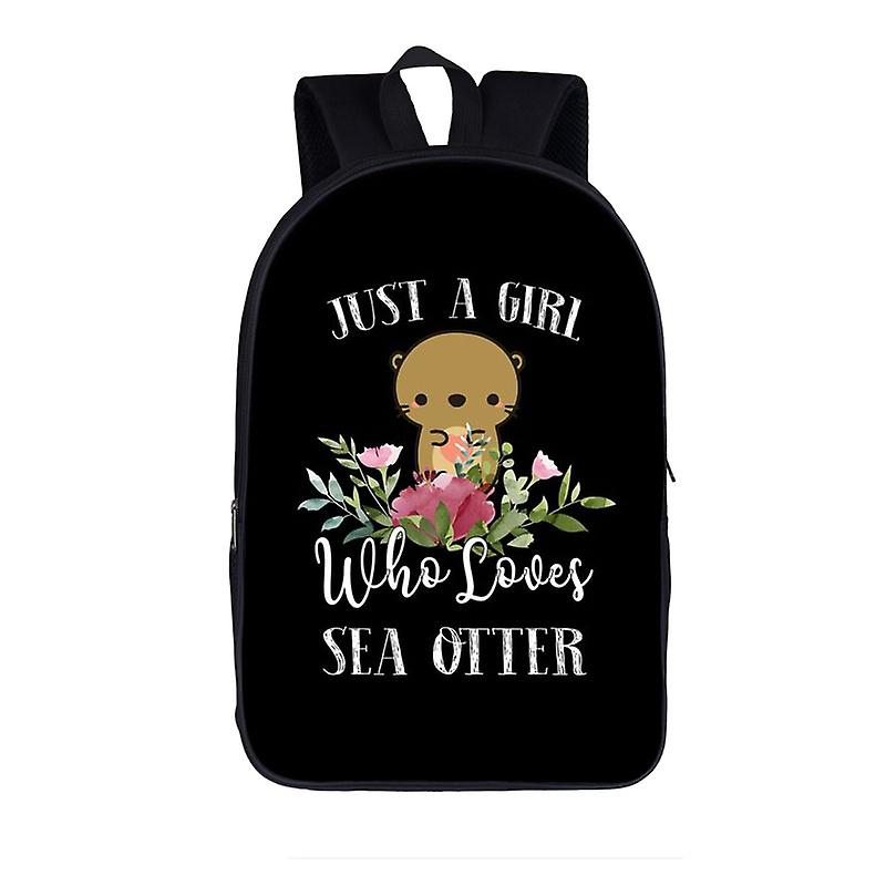 Komik Deniz Su Samuru Sırt Çantası Kawaii Kadın Omuz Çantası Seyahat Çocuk Okul Çantaları Erkekler Laptop Sırt Çantaları Çocuklar Daypack Kitap Çantası