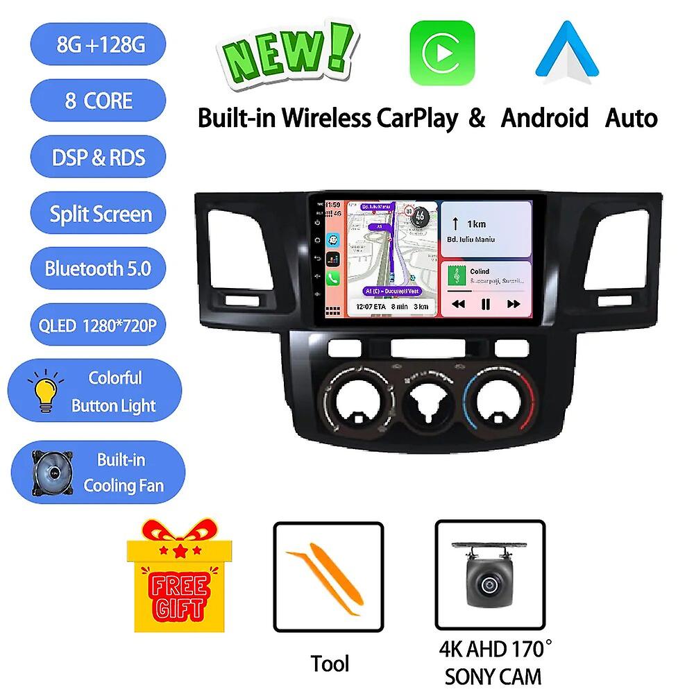 Android 13 For Toyota Fortuner Hilux Manual Lhd 2005 - 2014 Car Radio Stereo Multimedia Video Player Gps Wireless Carplay Qled