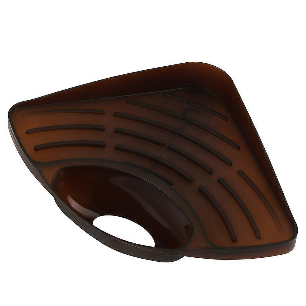 Multifunctional Kitchen Sink Corner Draining Rack Storage Organizer Accessories (Coffee)