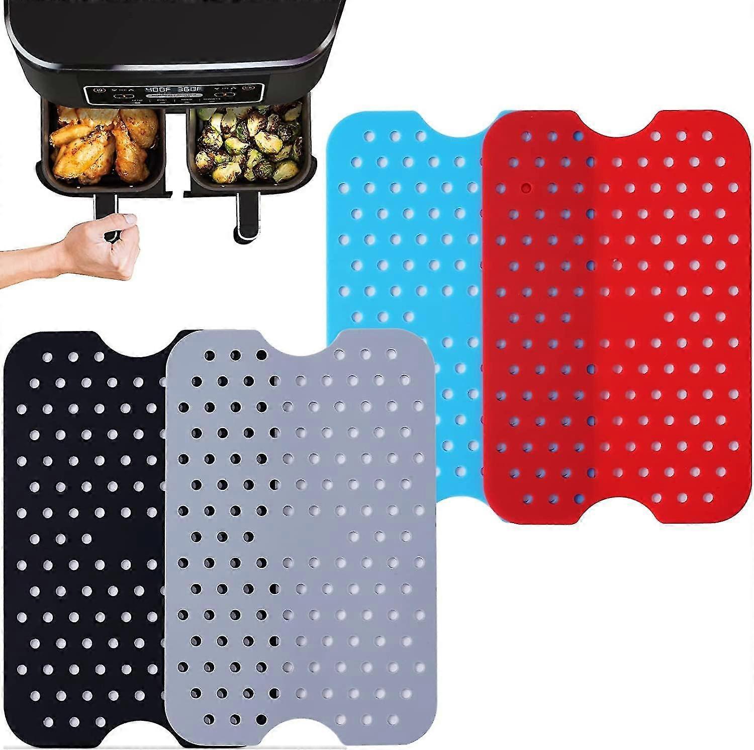 Pot en silicone pour friteuse à double air, 2pcs Doublure de friteuse à air en silicone Panier de friteuse à air en silicone pour friteuse à air, accessoire de support de friteuse à air pour friteuse à air, four