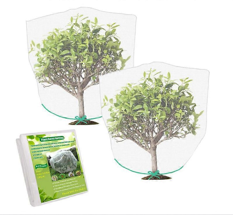 2 Pieces Fruit Tree Netting Plant Insect Netting, Fine Mesh Insect Net with Drawstring, Anti Bird Netting, White, 1.1*1.1m