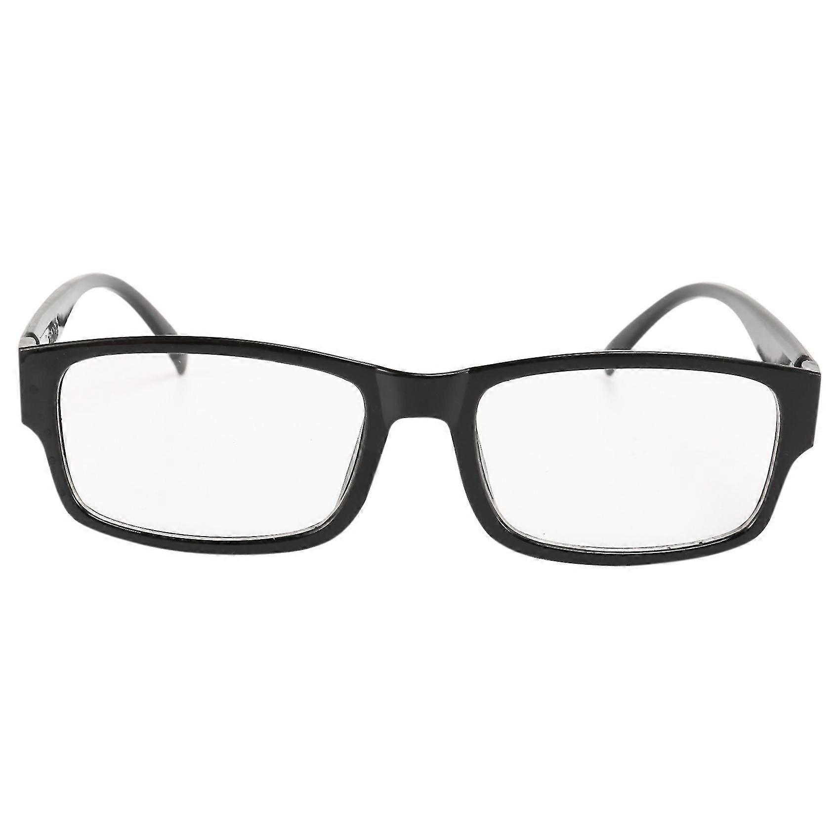 Black Rectangle Plastic Frame Clear Lens Glasses