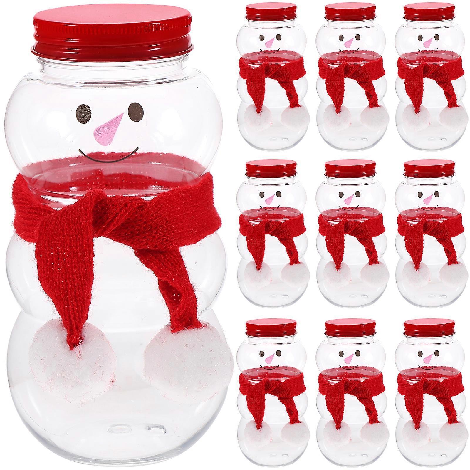 10 Sets Christmas Snowman Juice Bottles Beverage Containers Milk Bottles with Scarves