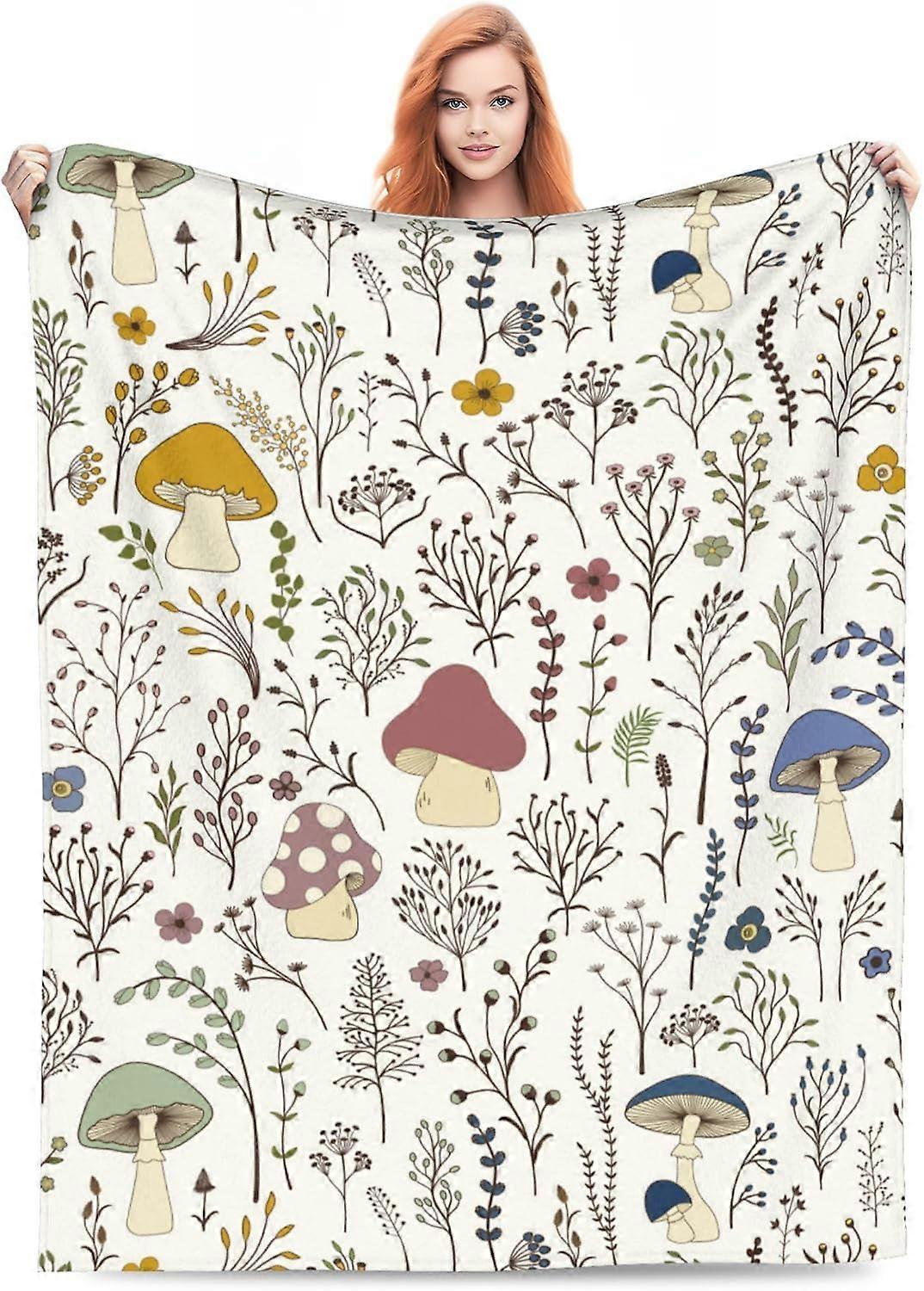 Sevimli Mantar Battaniye Renkli Yabani Bitkiler ve Mantar Tasarım Battaniye Atmak Çocuklar Yetişkinler için Hediyeler Hafif Yumuşak Polar Rahat Kanepe Kanepe Yatak Chai