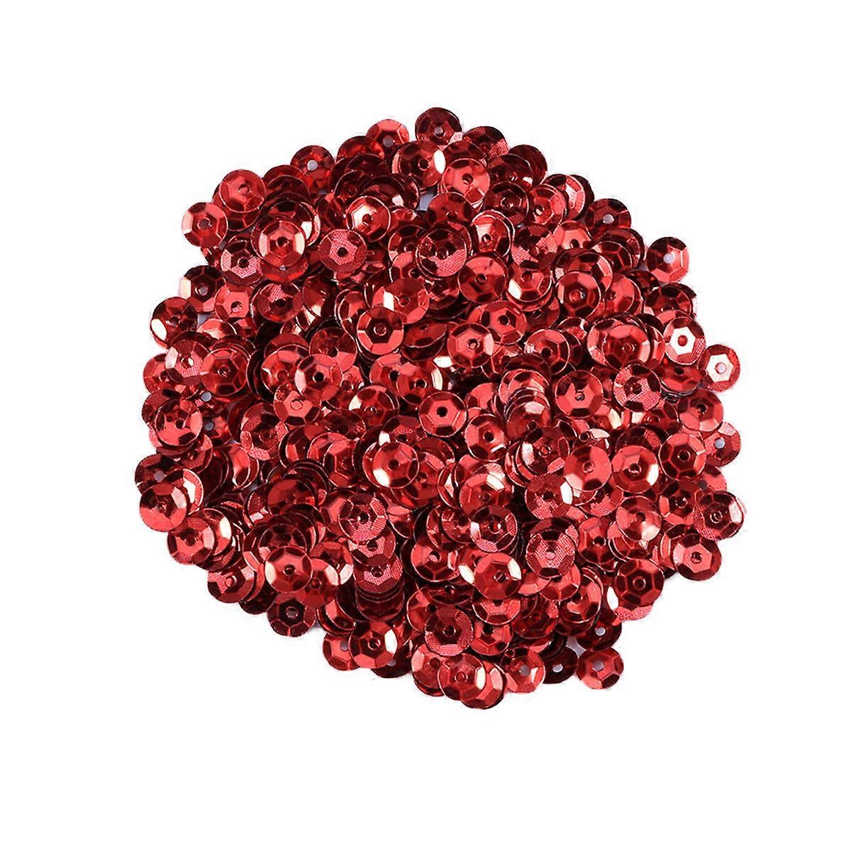 1000pcs 6mm DIY 라운드 스팽글 Paillettes 바느질 웨딩 공예 옷 신발 가방 반짝이는 액세서리 (빨간색)