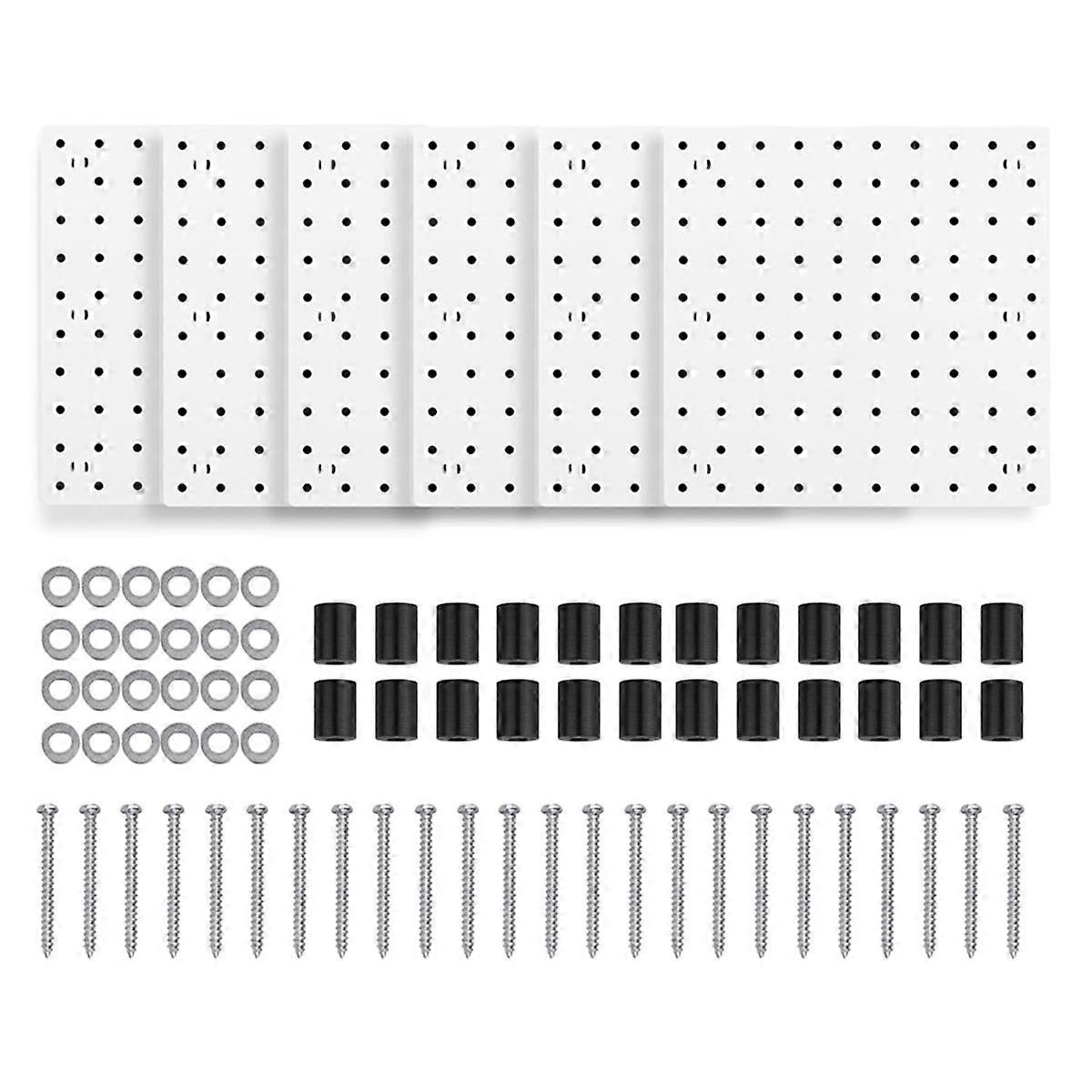 6Pcs Peg Board, Peg Board Wall Organizer Panels, White Peg Board Wall Mount, Peg Board for Craft Room