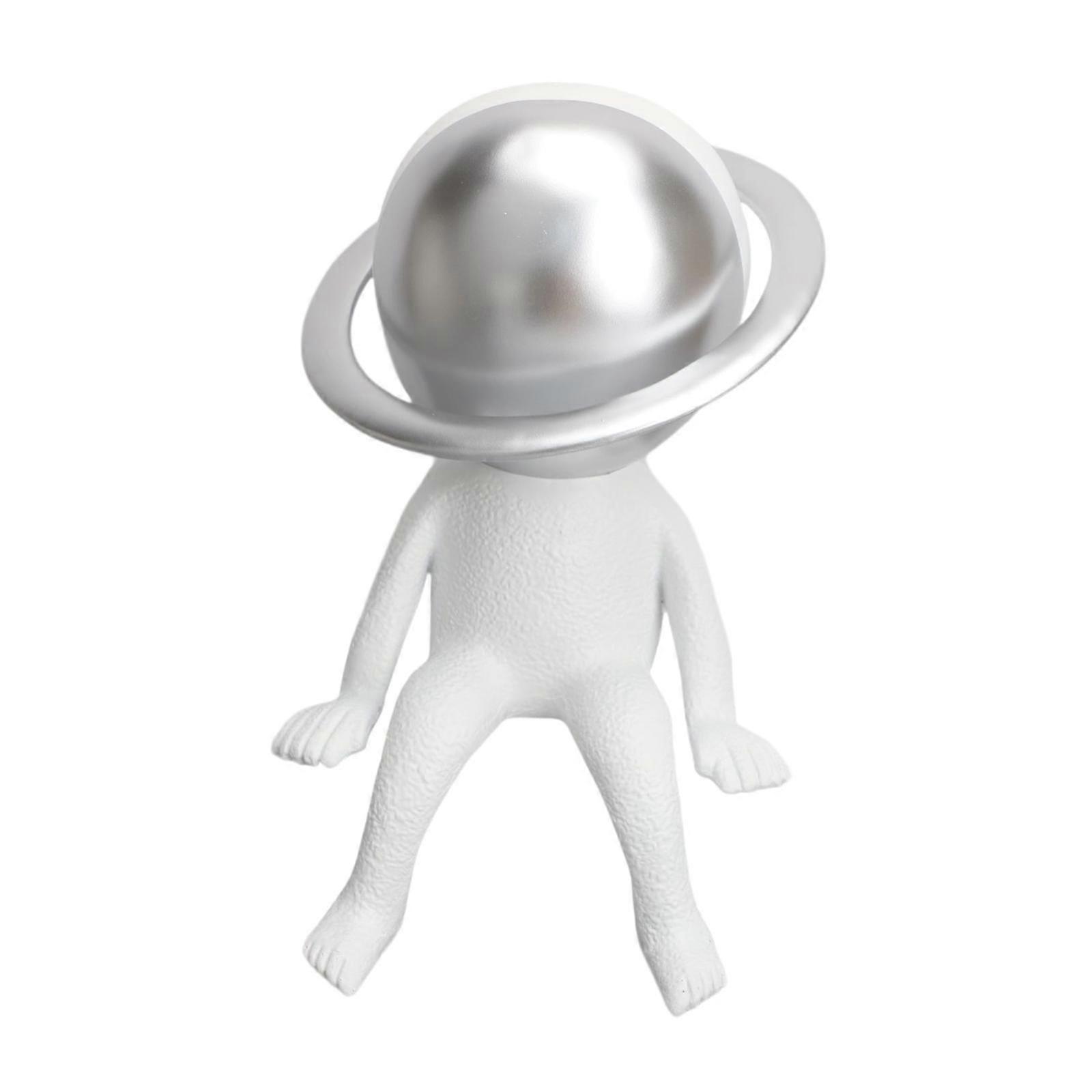 Resinfigur Samlarfigur Gåva Astronautstaty För Skåp Skrivbord Sovrum Silver