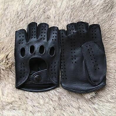 New Arrival Mens Leather Gloves Driving Unlined Goatskin Half Finger Gloves Fingerless Gym Fitness Gloves Mittens