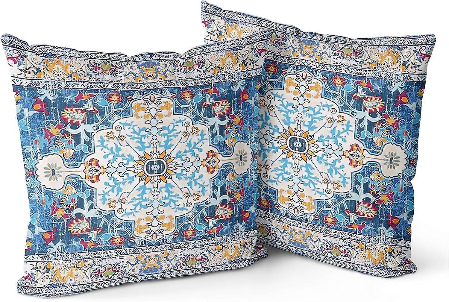 Boho Pillow Covers 18x18 inch Set of 2 Boho Rug Persian Carpet Double Sided Pattern Short Plush Cotton Soft Throw Pillow Case Cushion Cover Pillowcase