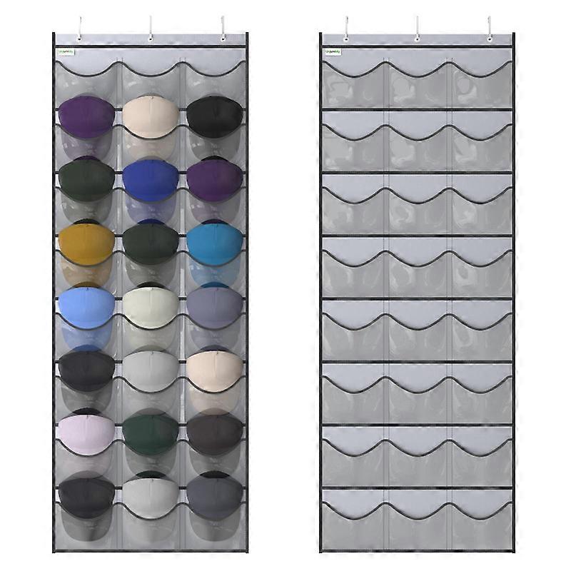 Baseball Hat Rack, 24 Pocket Over-The-Door Cap Organizer