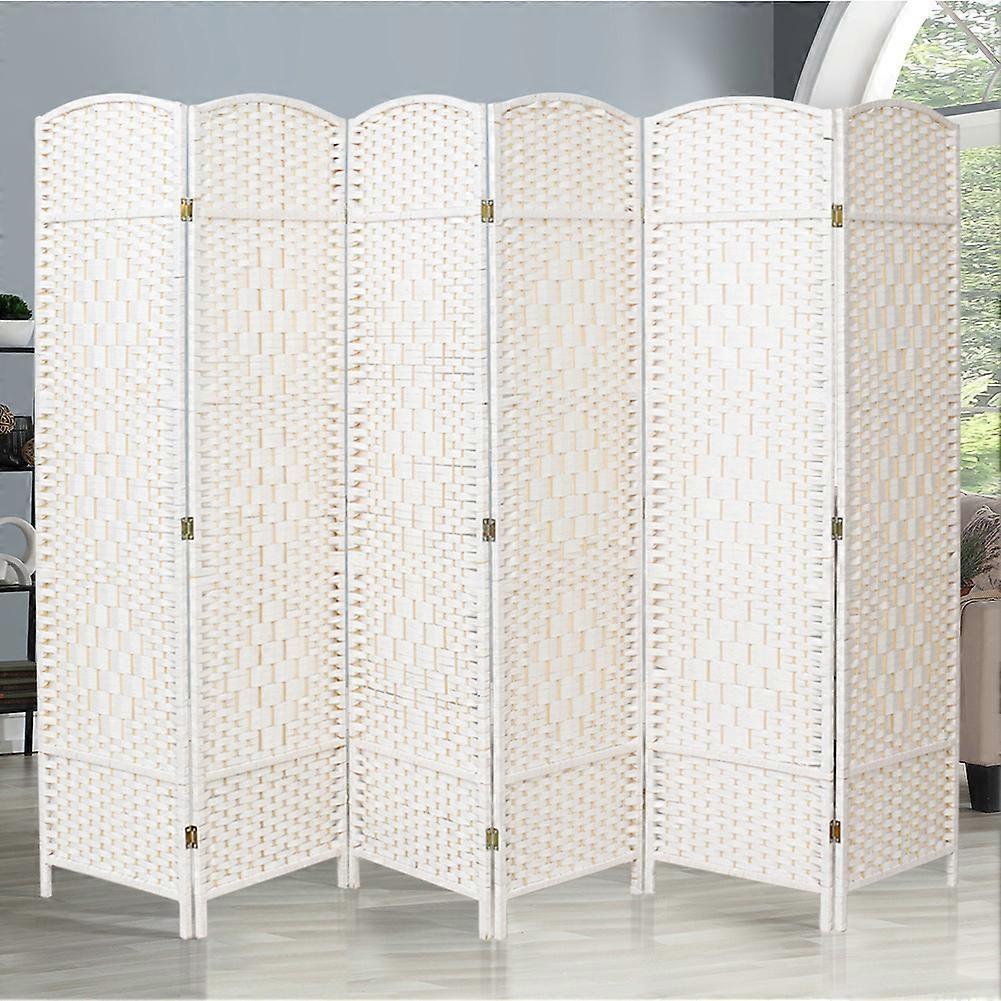 White Solid Wood Weave Wicker Room Divider
