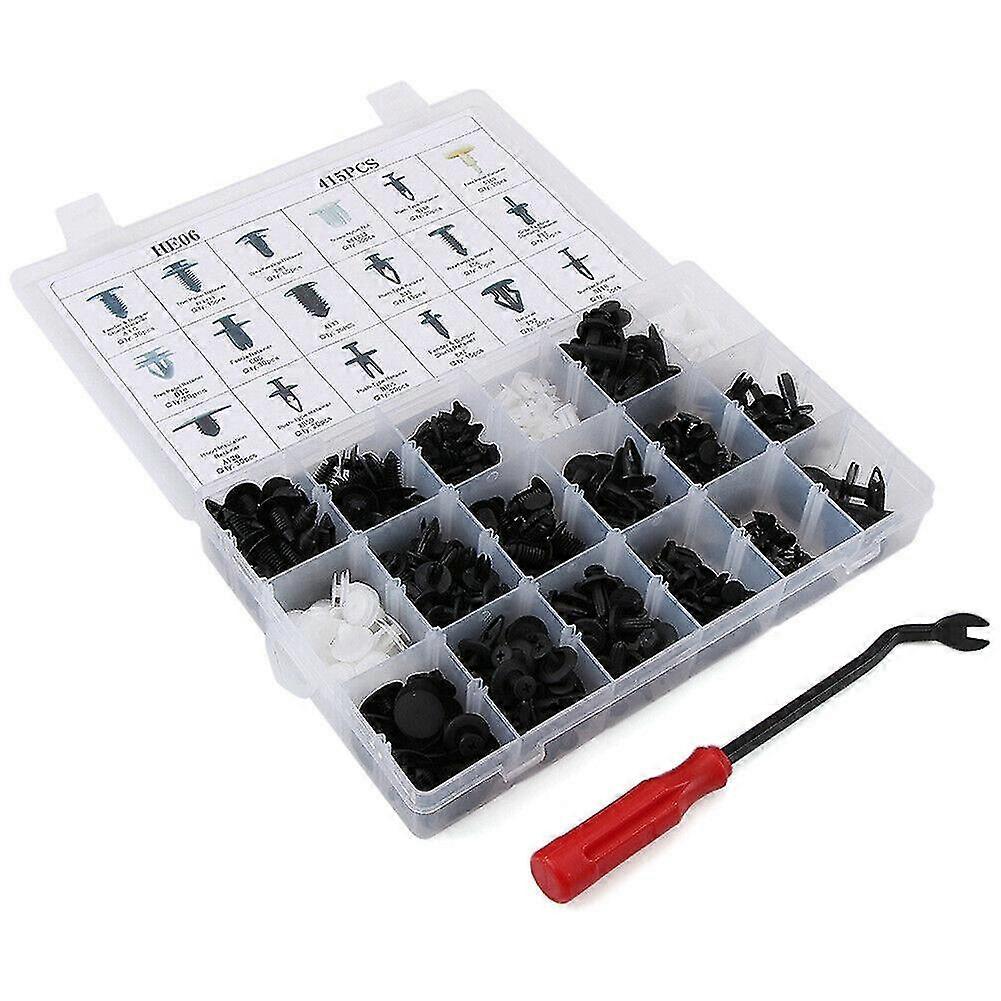 415pcs Push Retainer Set 18 Sizes Car Auto Push Pins Rivet Bumper Trim Panel Clips With Tool