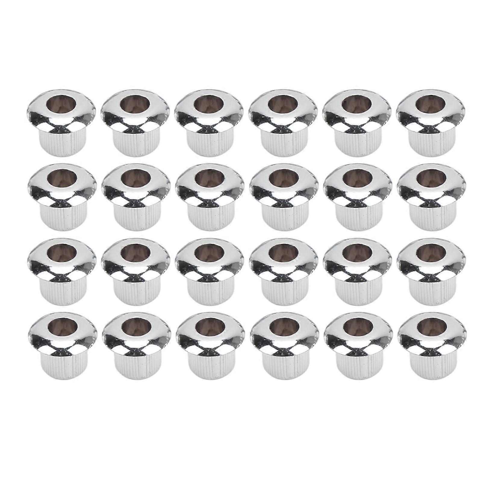 24Pcs Guitar String Button Ferrules 10mm High Performance Plastic Material Semi Closed Design Guitar PartsSilver