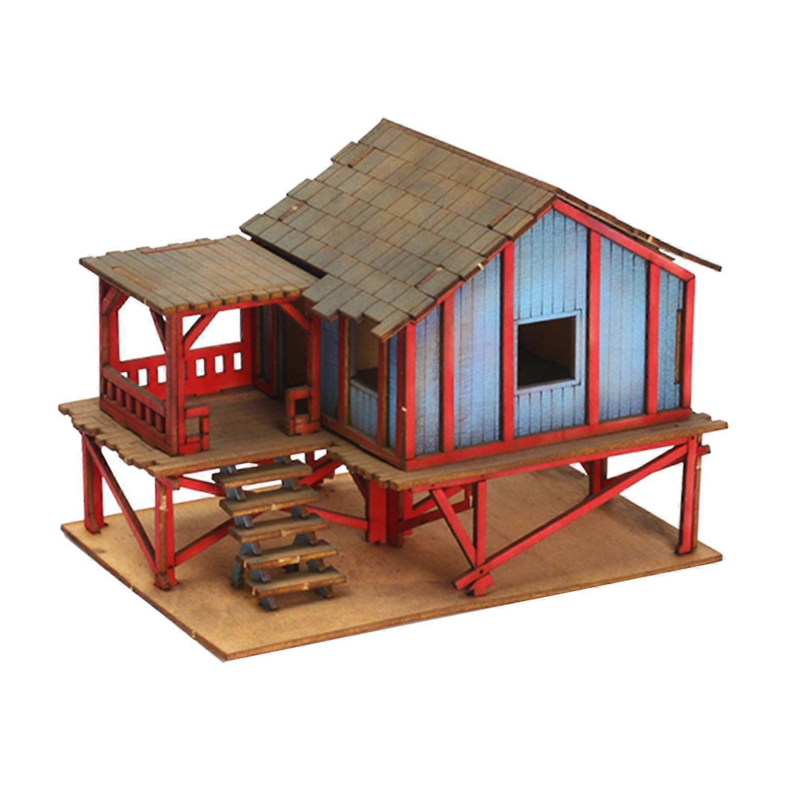 1/72 Models House Unpainted DIY Wooden House Assemble DIY Projects Accessory G