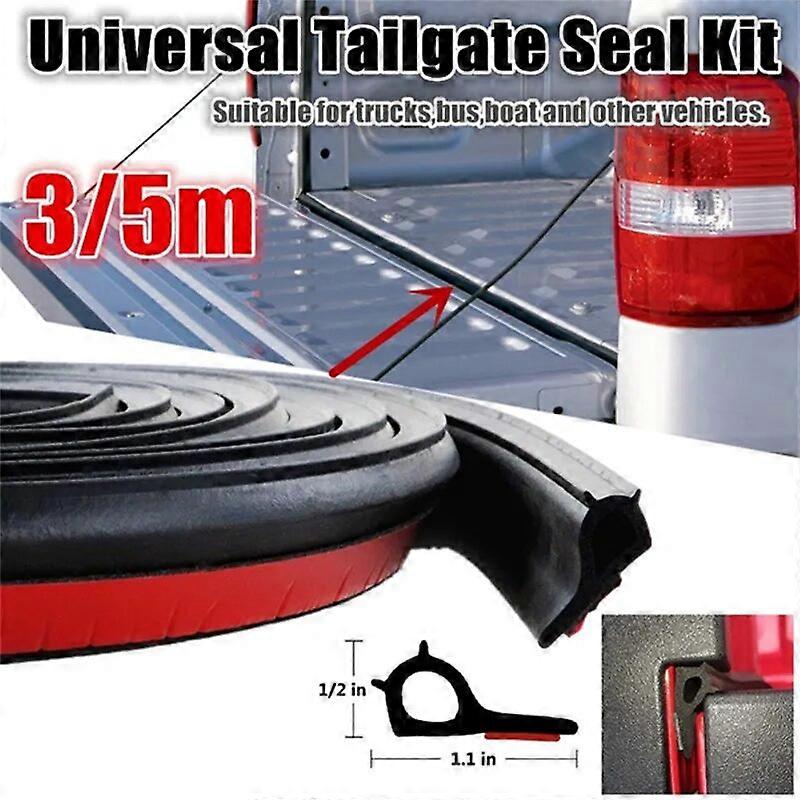 3/5m Universal Pickup Weather Stripping Rubber Adhesive Tailgate Seal Kit