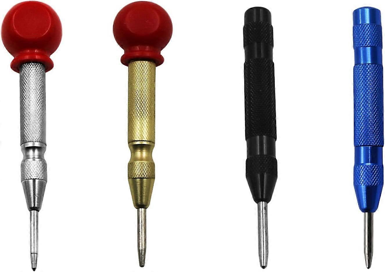 Automatic Centerpunch,With Cushion Cap Spring Loaded Center Punch 4 Pcs Automatic Center Punching Tools Automatic Center Punch Tool For Metal Wood Gla