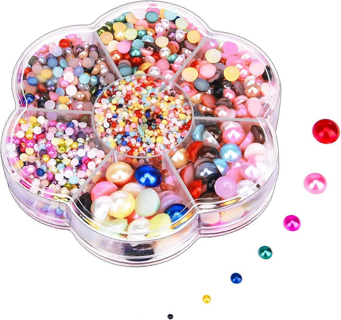 Multicolored Half Artificial Pearl Bead Flat Back Plastic Beads