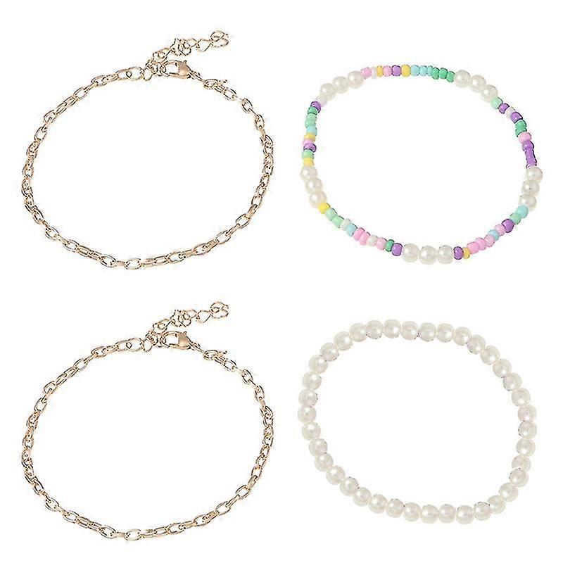 European And American Summer Beach Multi-layer Rice Beads Color Shell Anklet