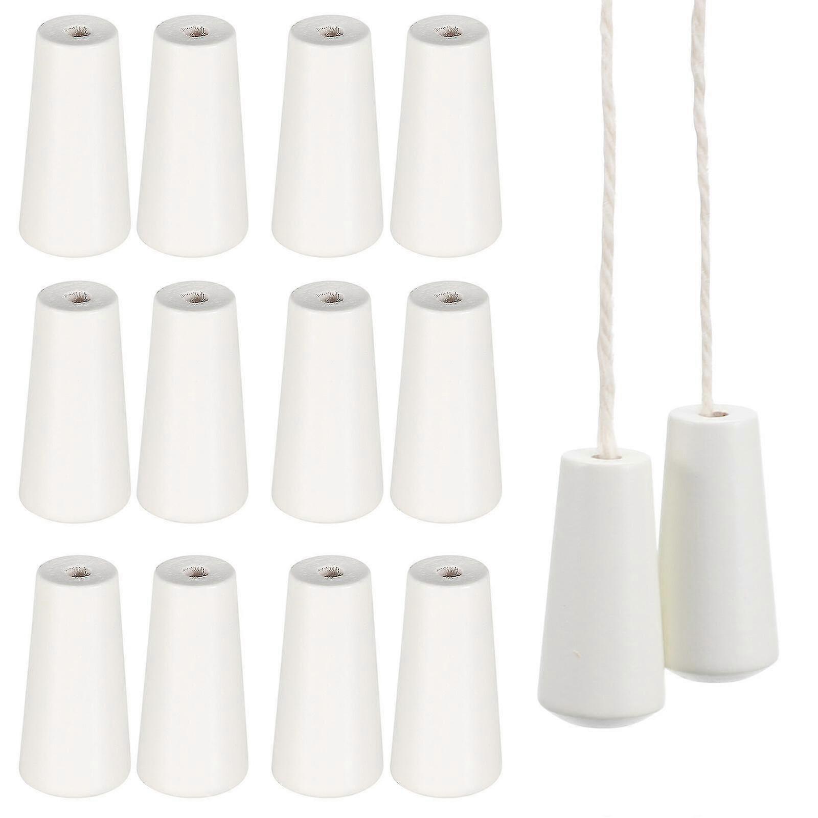 12 Pcs White Blinds Wood Cord Pulls Blind Wood Cord Tassels Window Pulls Ends Wooden Cord Knob