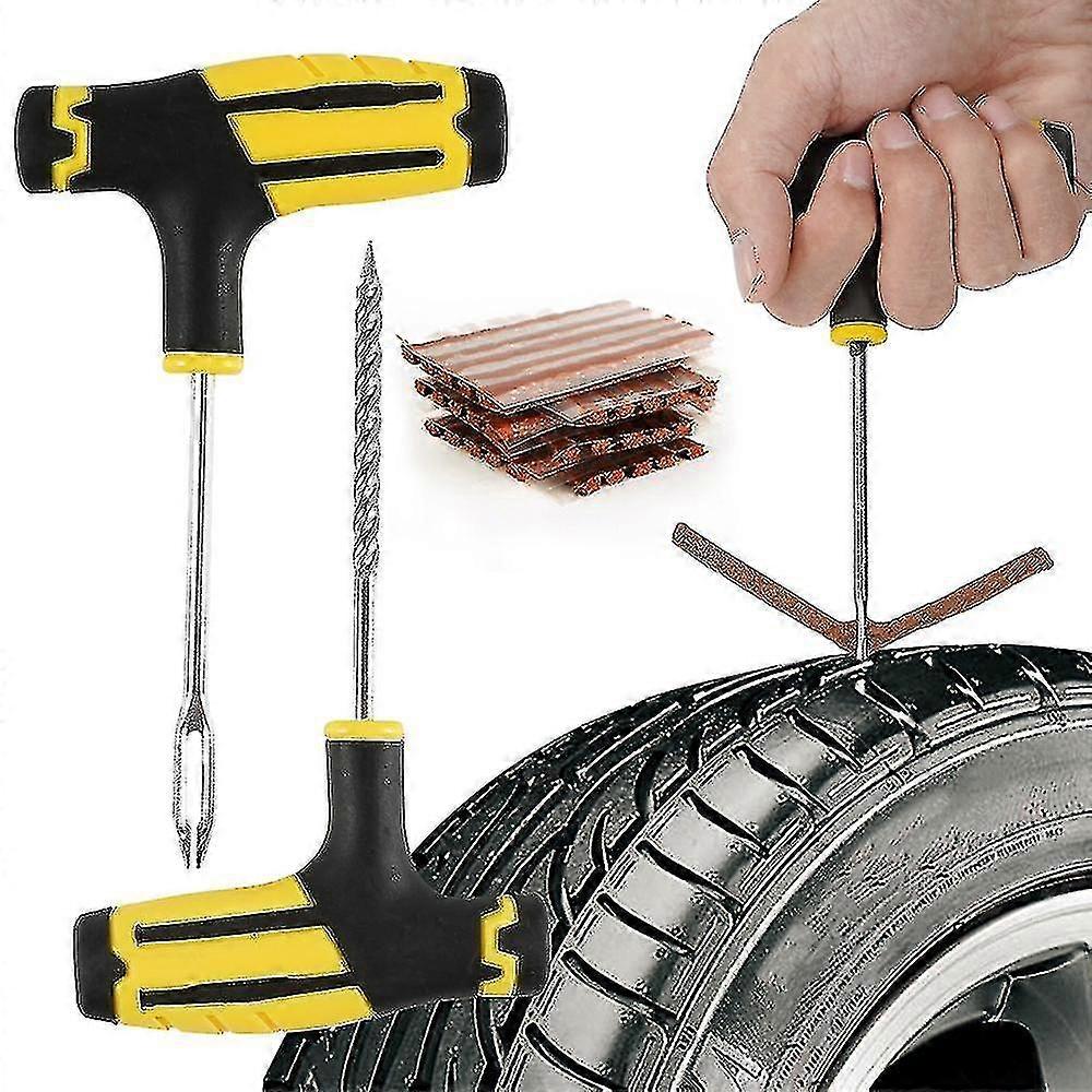 Car Tire Rep Tools Kit With Rubber Strips Tubeless Tyre Puncture