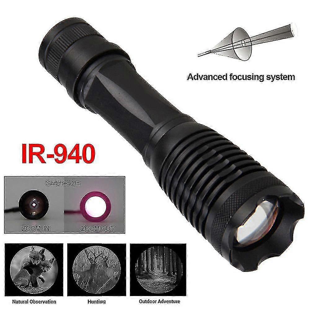 Ir 940nm Flashlight, Infrared Led Illuminator Zoomable Infrared Flashlight With Convex Lens For Night Vision Hunting - Used With Night Vision Device