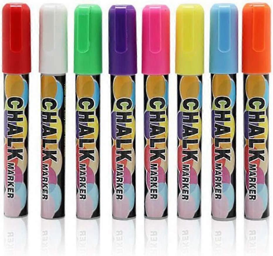 Fluorescent Liquid Chalk Marker Set - 8 Colored Pens for Chalkboards