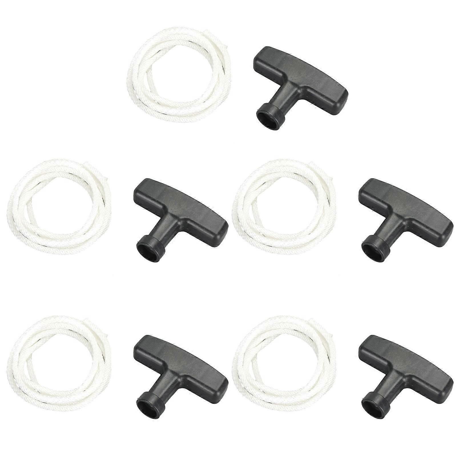 5pcs Lawn Mower Pull Cords 125cm White Handle Pull Starter with Black Handles for Lawn Mower Gasoline Generator