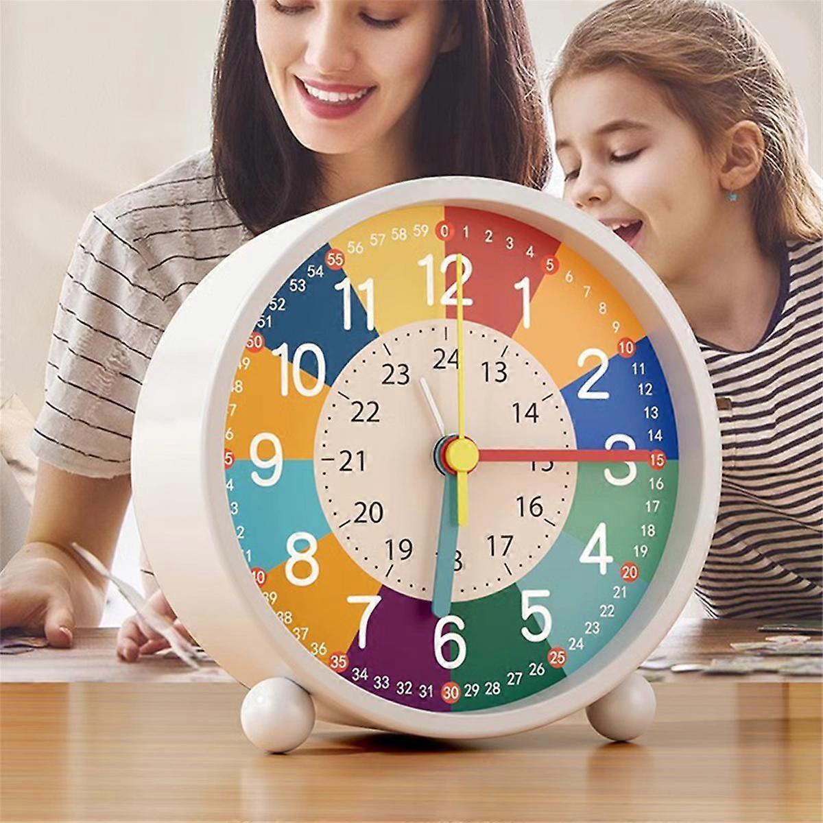 Children's Alarm Clock Silent Alarm Clock Bedside Table Non-Ticking USB ...