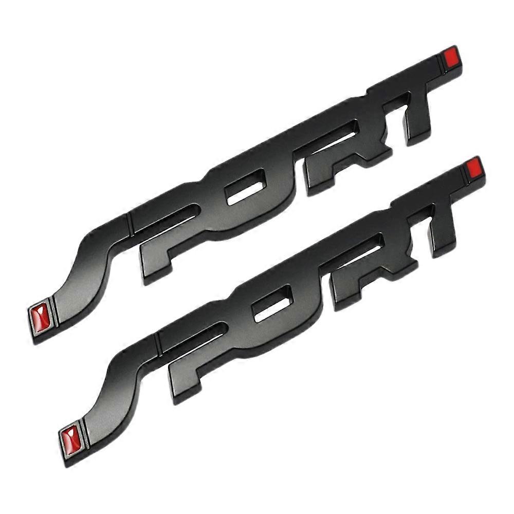 2Pcs 3D Metal SPORT Premium Car Side Rear Trunk Emblem Badge Decals Black