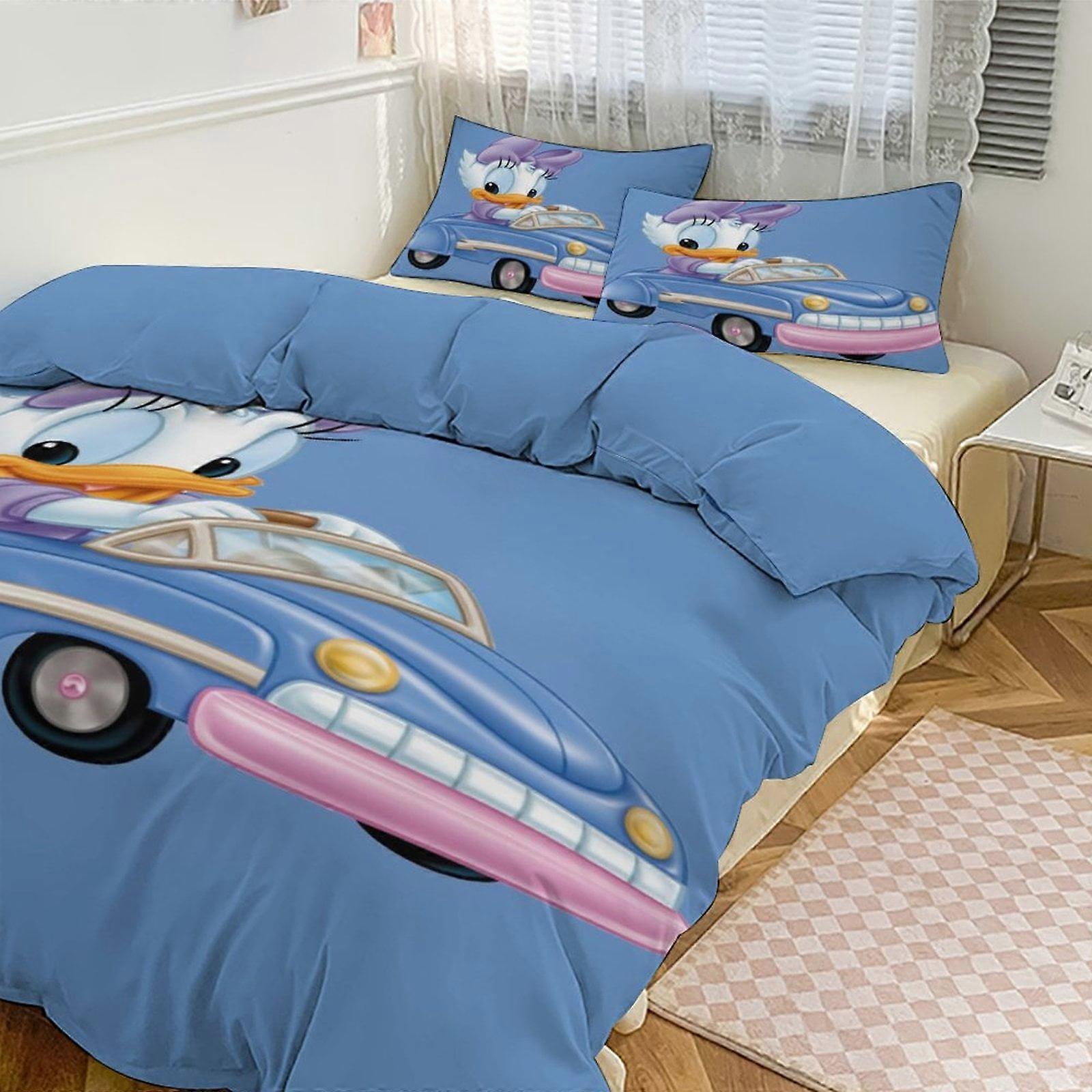 Prześcieradła g909 Daisy Duck Print Zestaw pościeli Wzór kołdry Cove Set 3 sztuki 1 poszewka na kołdrę i 2 poszewki na poduszki dla kobiet mężczyzn nastolatków tq909 Prześcieradła