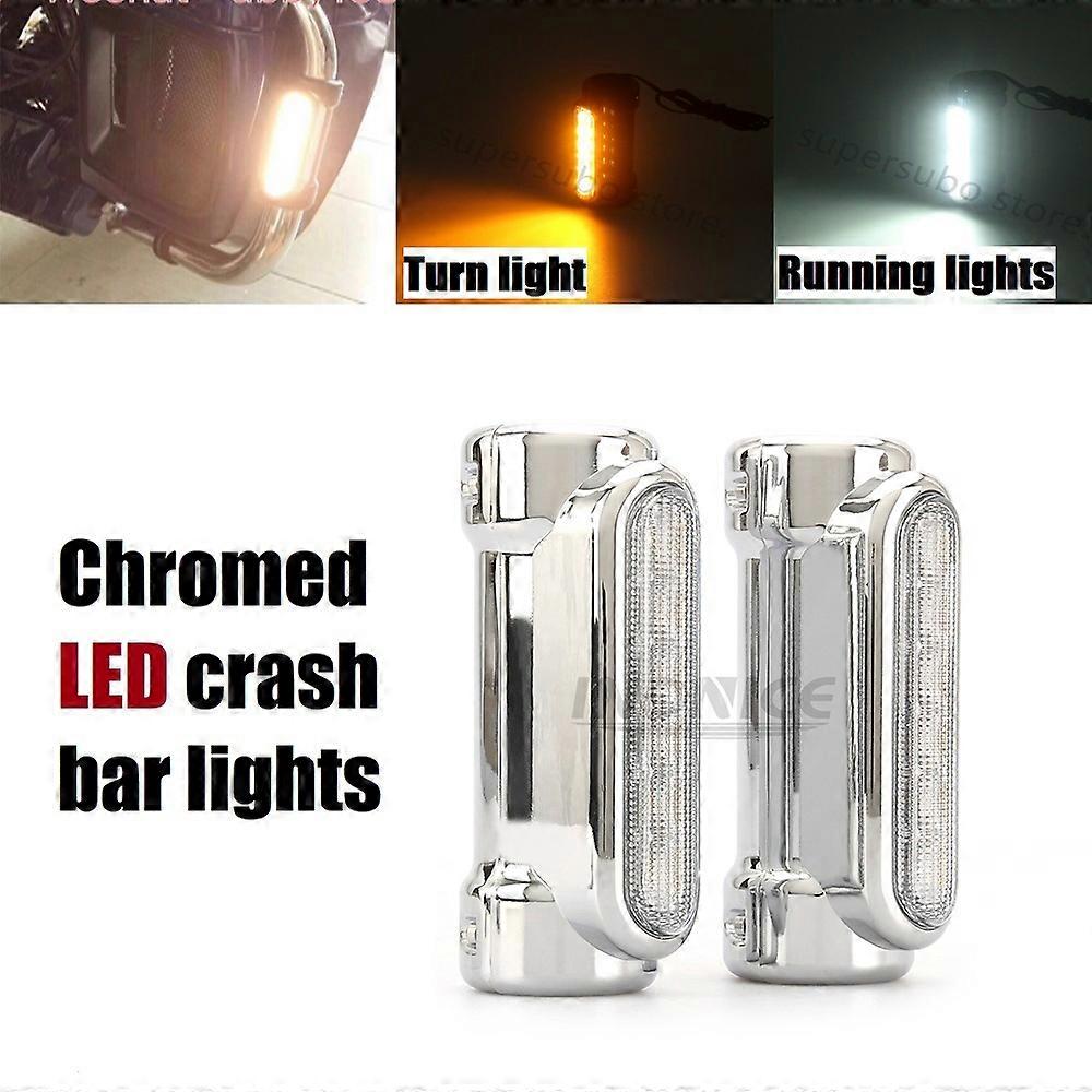 Chromed Motorcycle Highway Bar light Switchback LED Turn Signal Light Crash Bars for Harley Touring Models