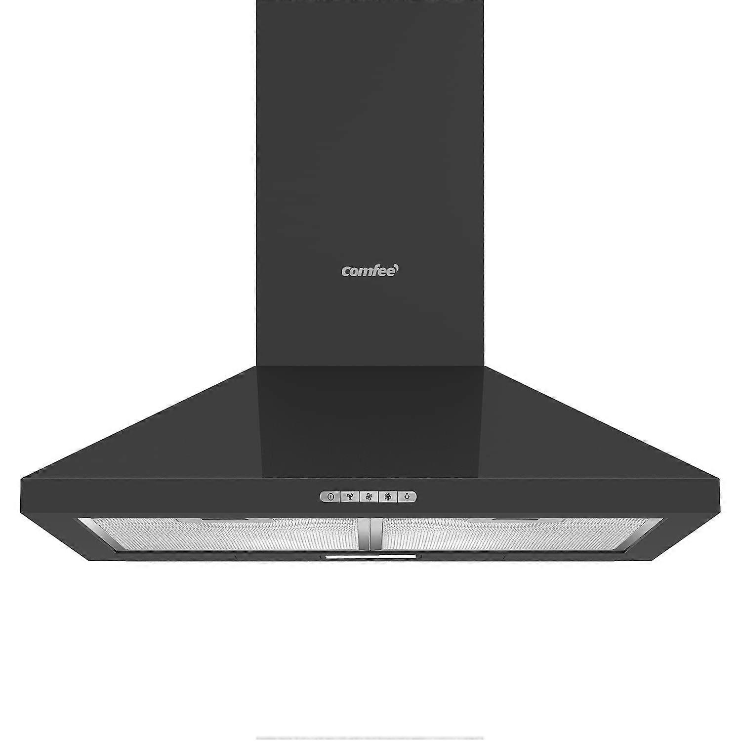 Black 90CM Wall-mounted 3-Speed Chimney Range Hood Cooker Extractor