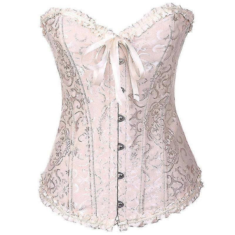 Veeki Bayan Bel Cincher Dantel Yukarı Kemikli Bask Korse Shapewear-pembe(5xl)