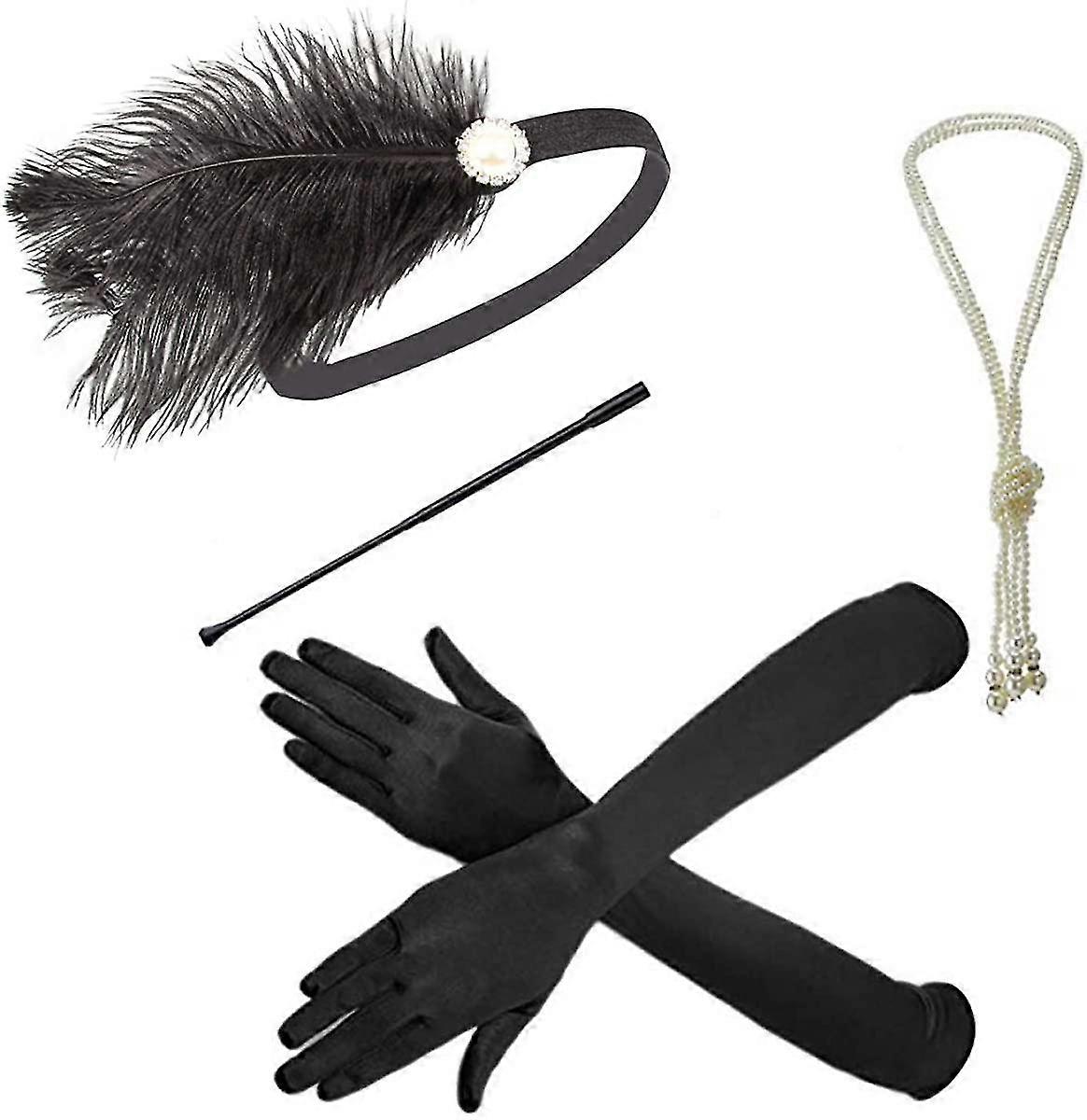 1920s Headpiece, Black Feather 20s Headband For Gatsby,vintage 1920s Flapper Hair Accessories For Lady