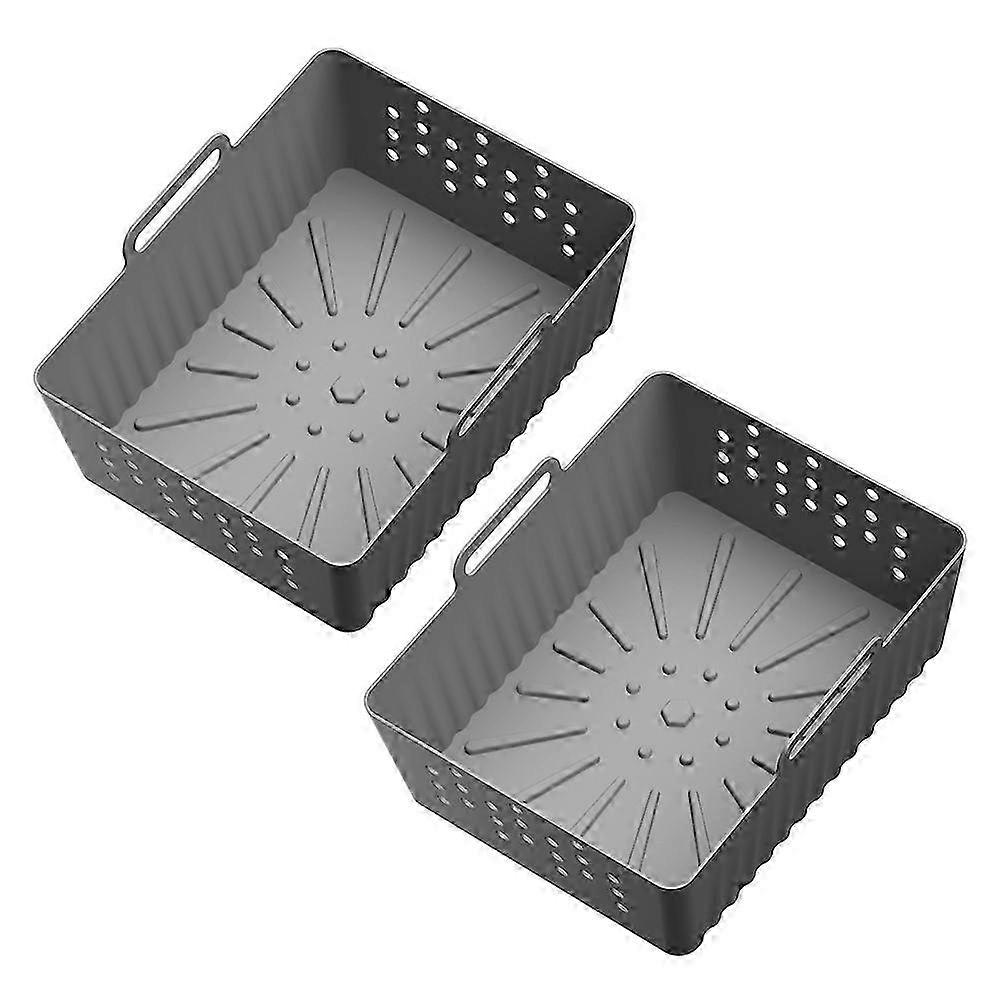 2PCS Air Fryer Silicone Liners for Ninjia SL400UK/SL401 Basket Air Fryer Reusable Air Fryer Pot Accessories Gray