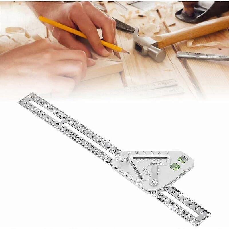 Combination Square with Spirit Level Flexible Silver Triangular Ruler for Woodworking Carpentry Tools
