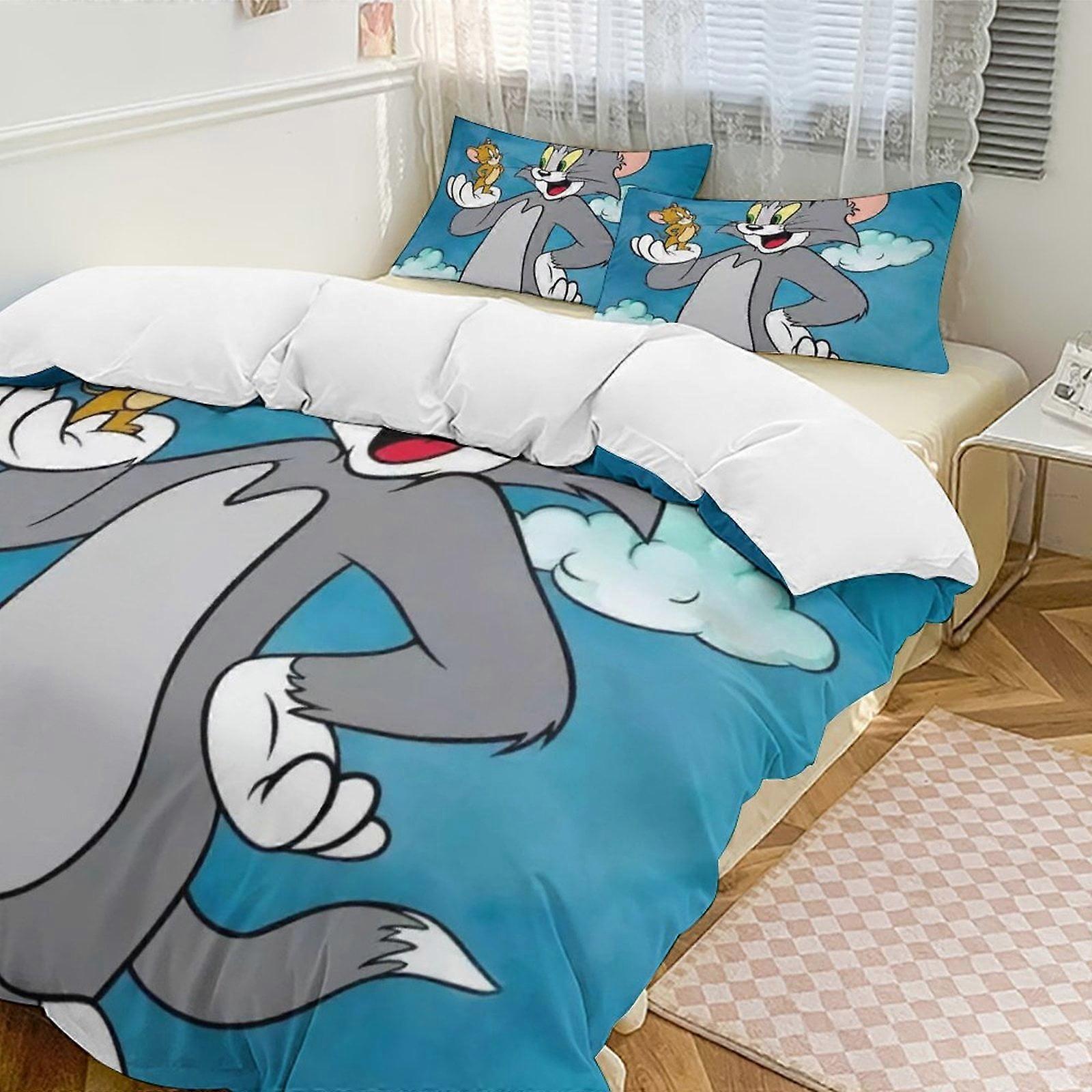 v3782  Bed Sheets Bedding Tom And JerryCartoon Collection 3-Piece Comforter Set, Personalized Bedding Decor for Kids And Teens  Bed Sheets  yuq3782