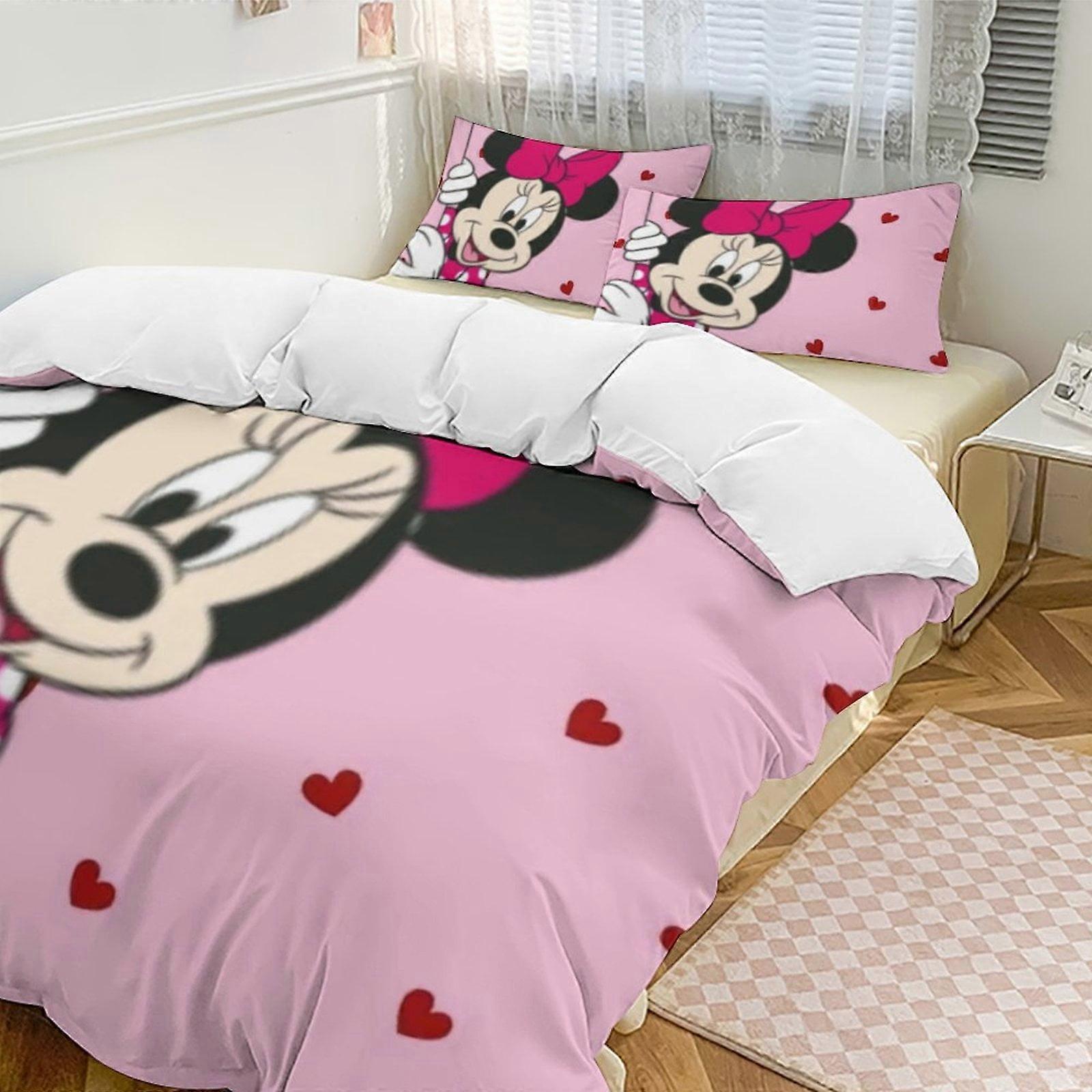 v4302  Bed Sheets Bedding Minnie MouseCartoon Collection 3-Piece Comforter Set, Personalized Bedding Decor for Kids And Teens  Bed Sheets  yuq4302