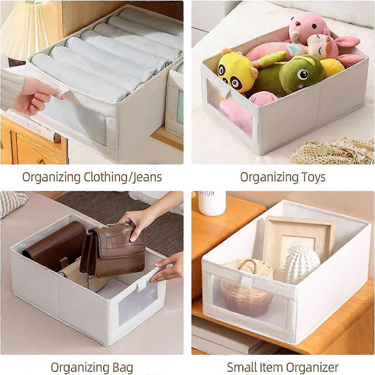 4 Pack Closet Organizers and Storage,Foldable Closet Organizer Bins with Clear Window for Organizin