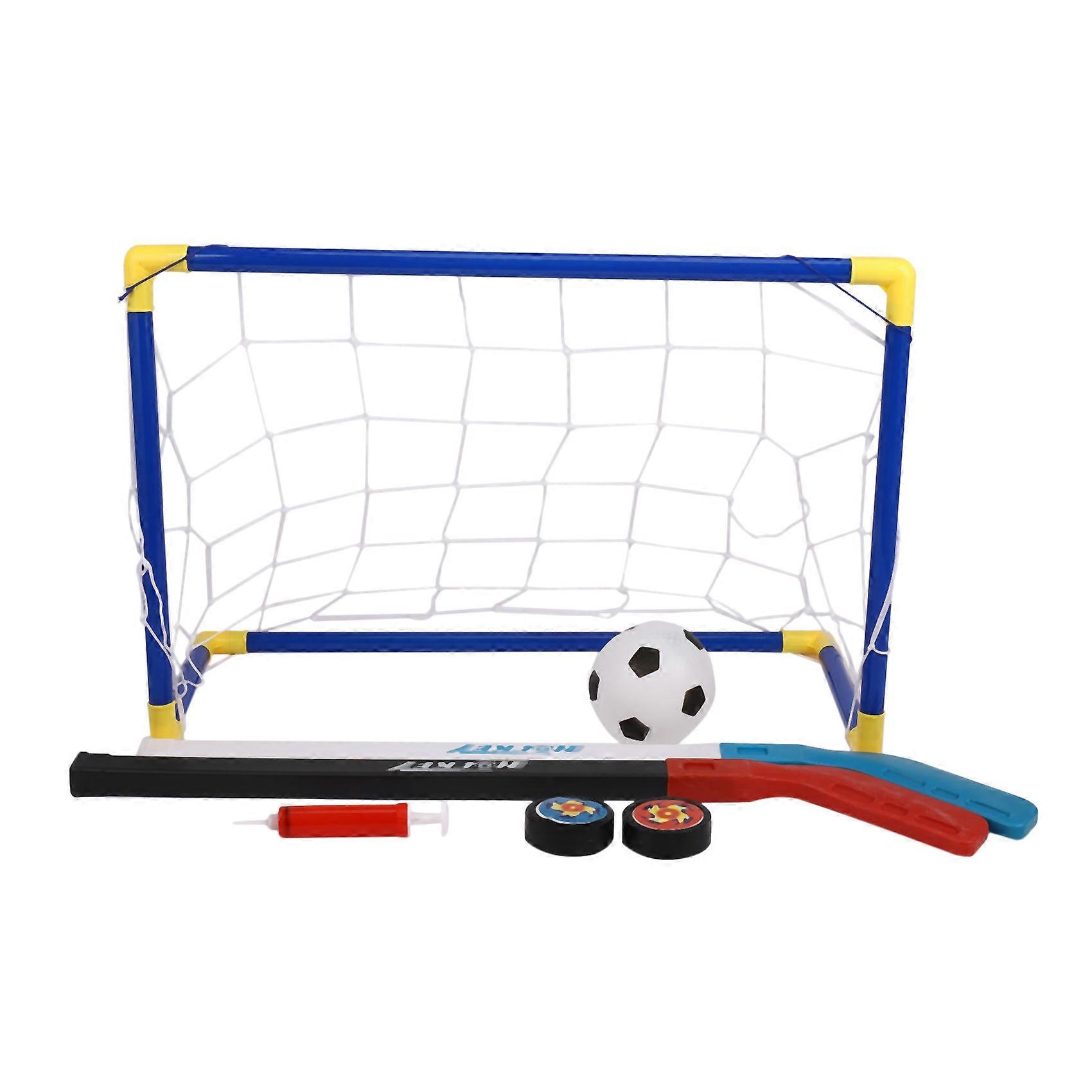 2 in 1 Outdoor/Indoor Kids Sports Soccer & Ice Goals with Balls and Pump Practice Scrimmage Game Fo