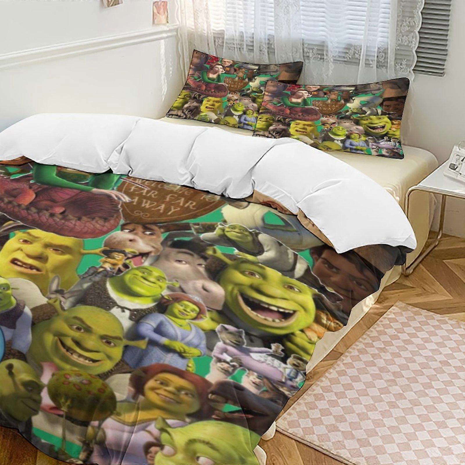 a2336 Lençóis Shrek Conjunto de Cama Capa de Edredão Tema dos Desenhos Animados Lençóis de Quarto Infantil iip2336