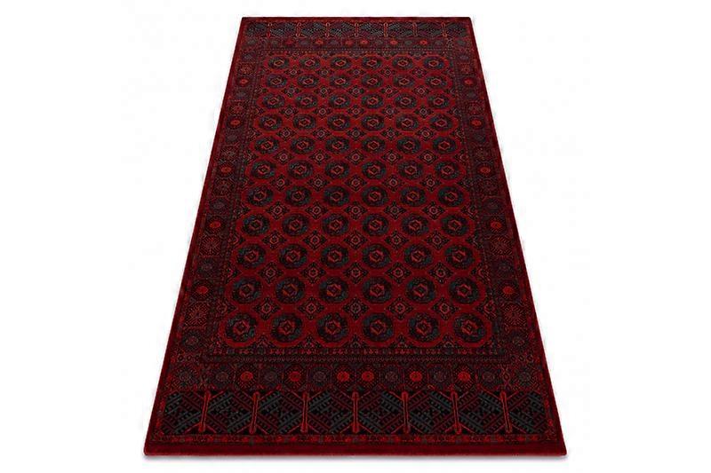 Wool carpet OMEGA BUCHARA frame, circles red