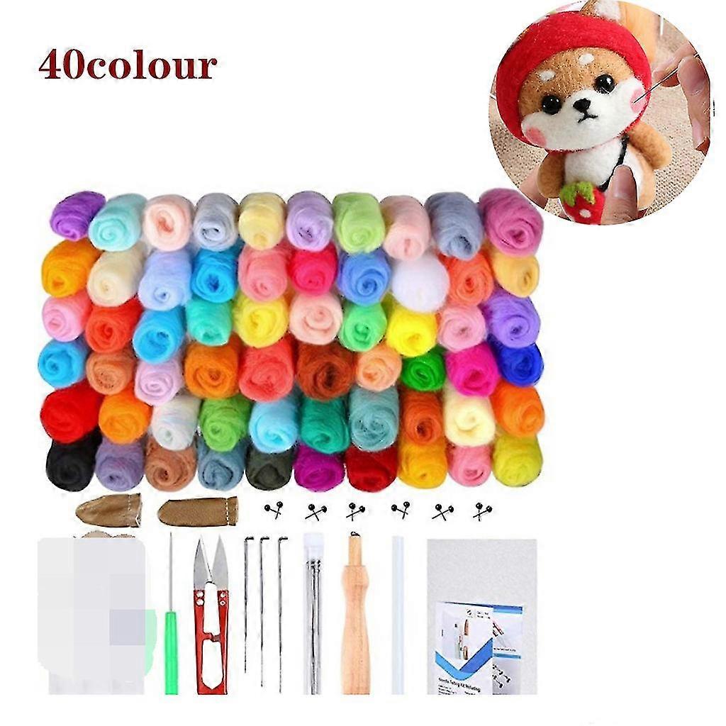 Needle Felting Set, 40 Colors Dry Felting Wool For Felting Craft Diy