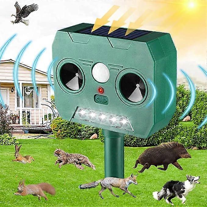 Cat Repellent Garden Squirrel Repellent, Solar Ultrasonic/Flashing Light Dog Repeller, Stop Cats Defecating in Garden, Waterproof Deterant is Effectiv