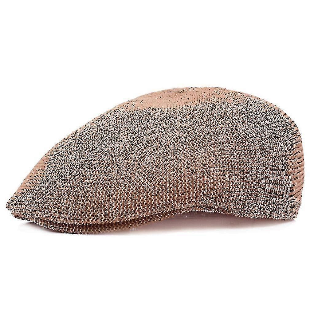 Men Summer Mesh Flat Cap Straw Beret Cap Breathable Sunshade