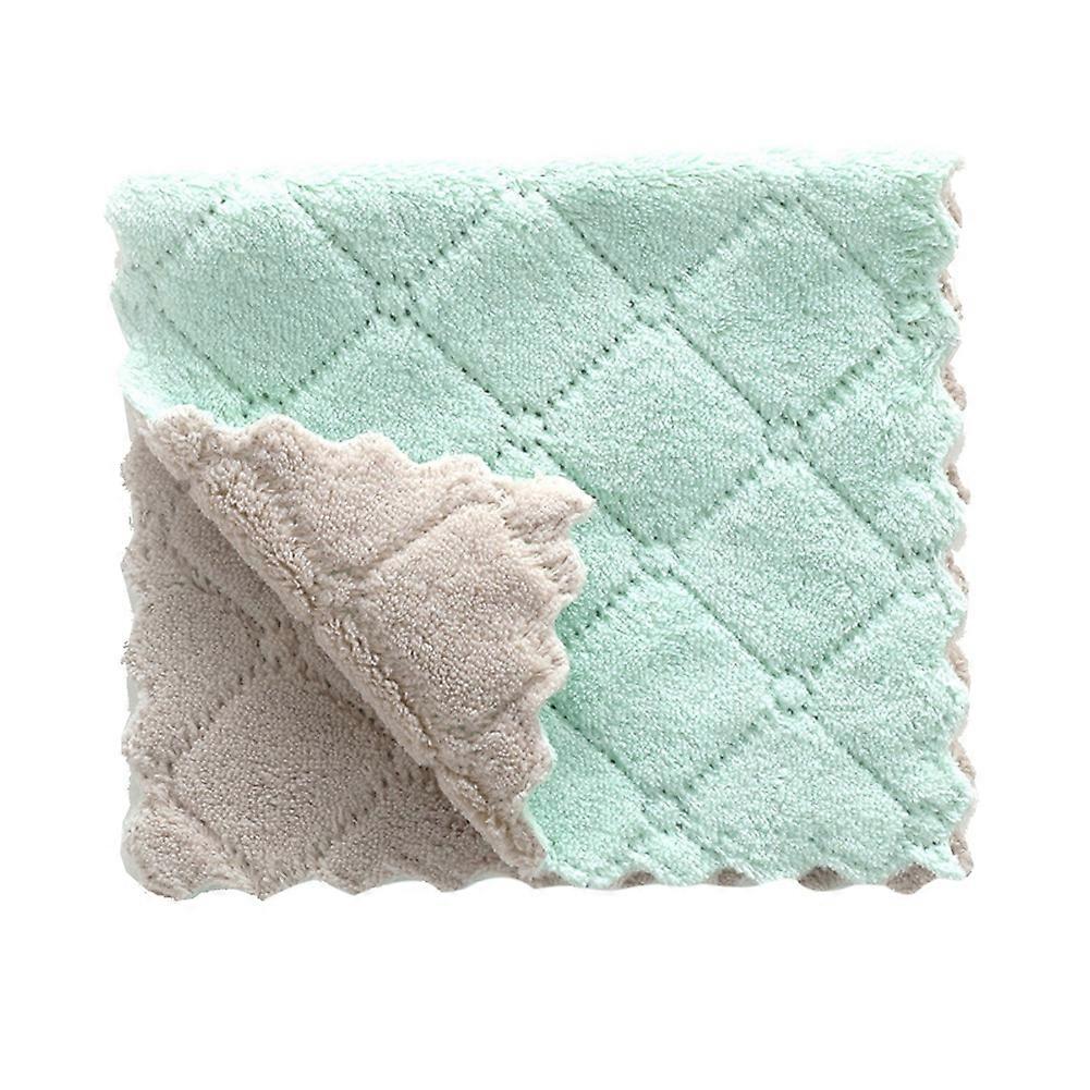 Multi Color Microfiber Cleaning Thick Soft Dish Cloths Hand Towel compatible Kitchen(Green Grey)